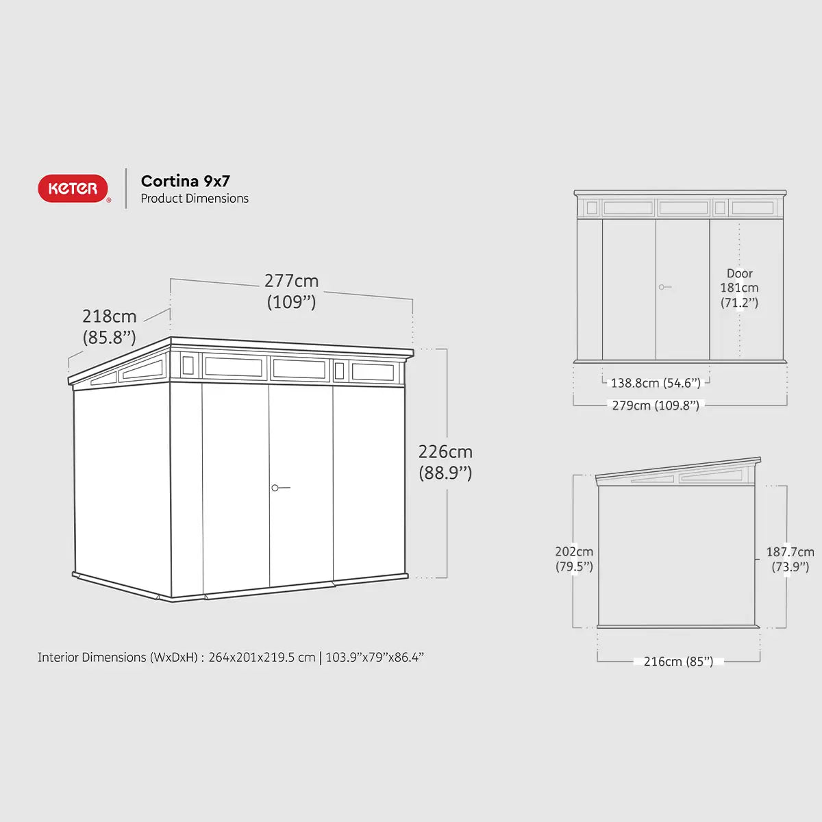 Keter Cortina Shed 9 x 7ft - Grey — image 6