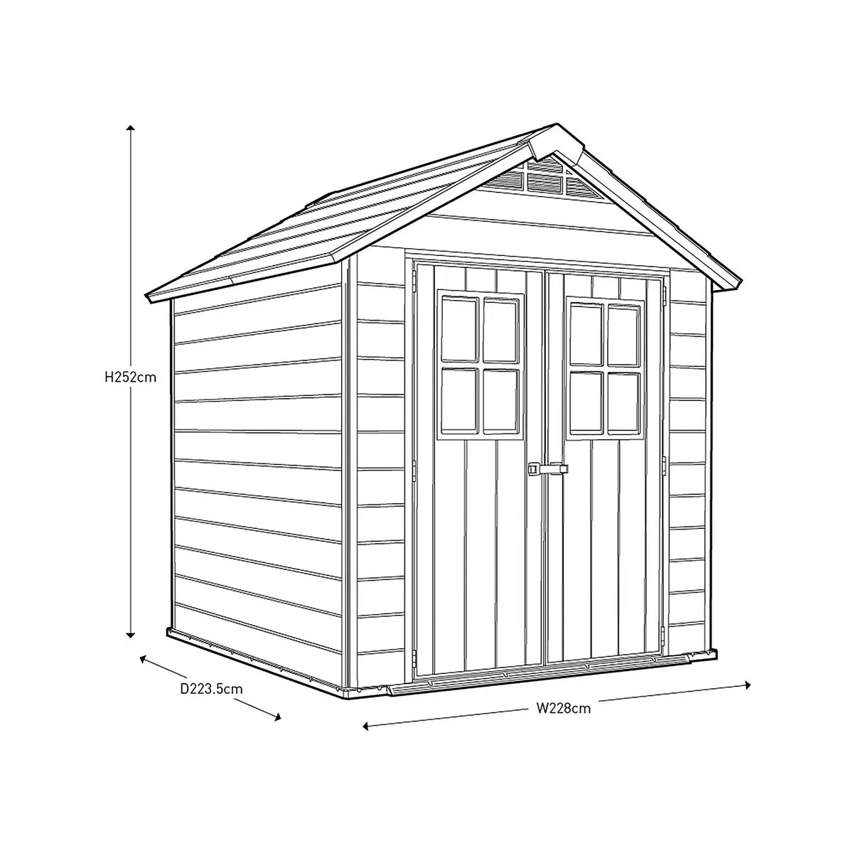 Keter Newton 7 x 7ft Double Door Outdoor Apex Plastic Garden Shed — image 10