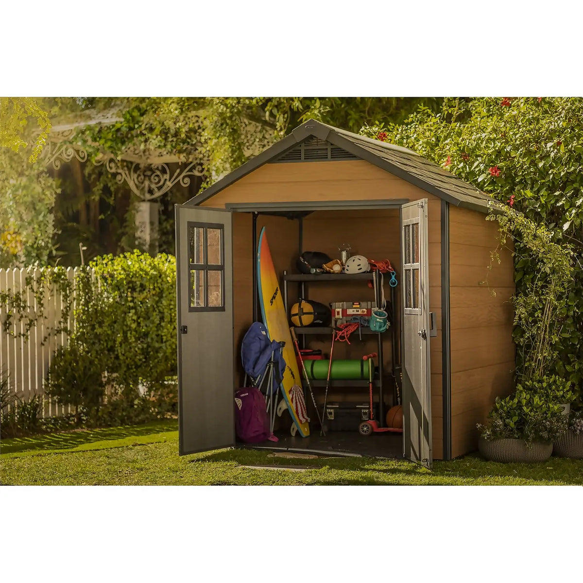 Keter Newton 7 x 7ft Double Door Outdoor Apex Plastic Garden Shed - View 4