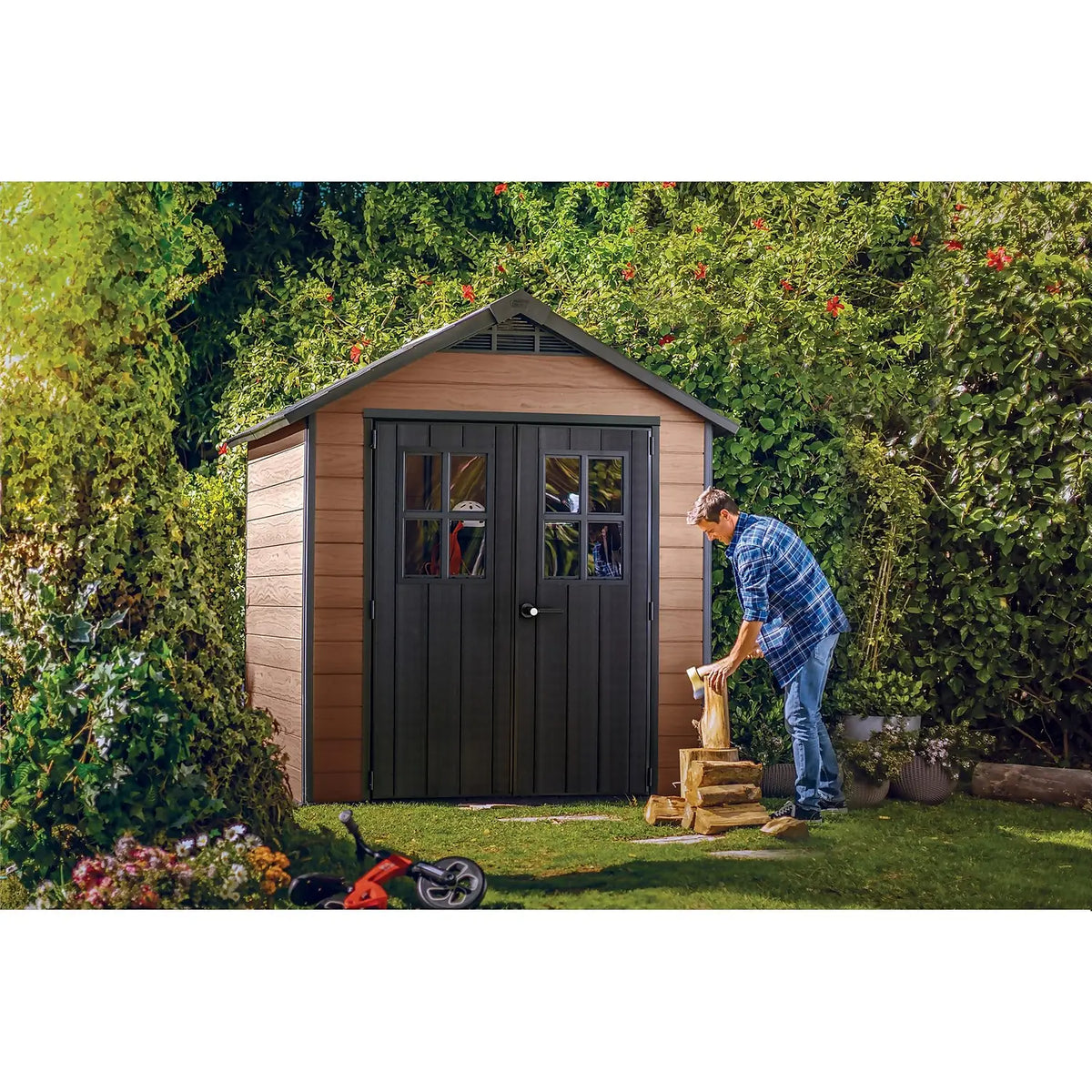 Keter Newton 7 x 7ft Double Door Outdoor Apex Plastic Garden Shed - View 2