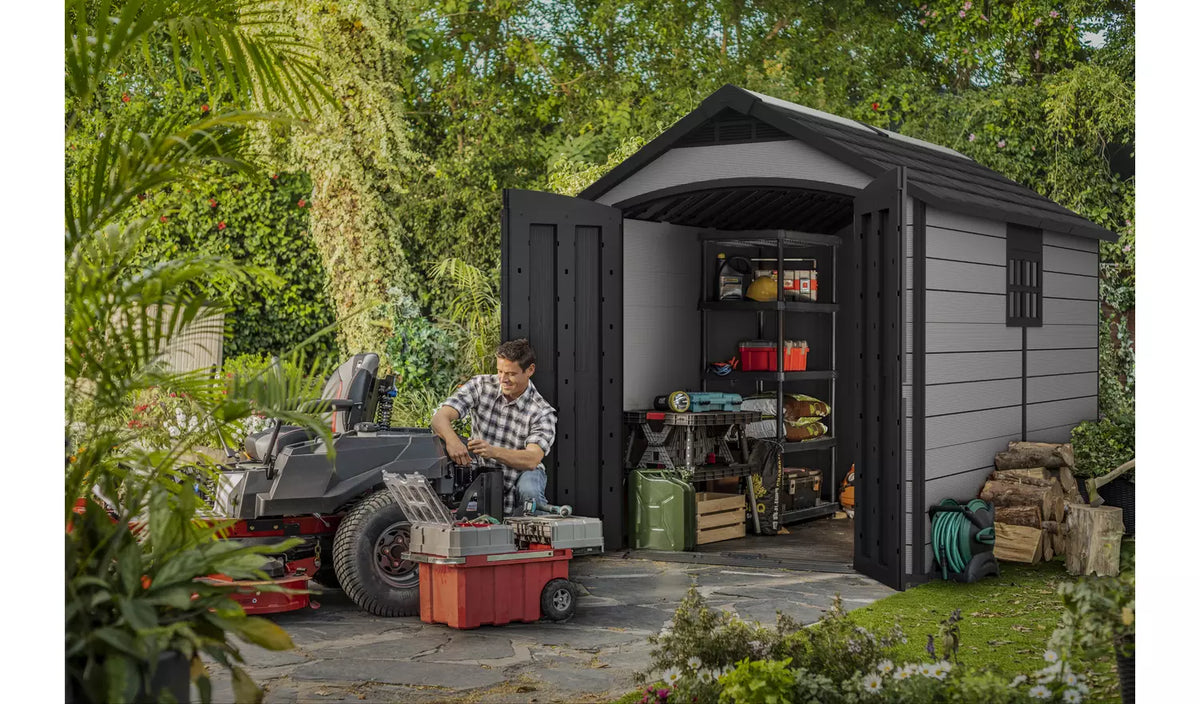 Keter Premier Plastic Garden Shed 7.5 x 11ft - Grey - View 2
