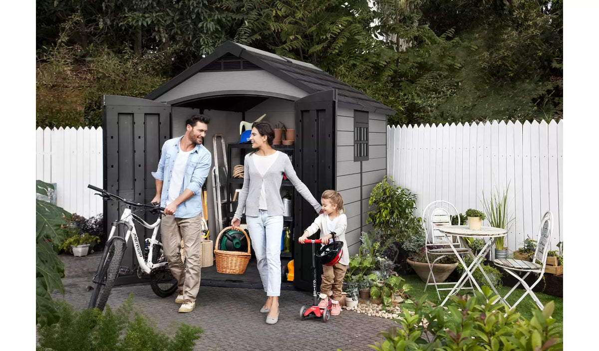 Keter Premier Plastic Garden Shed 7.5 x 9ft - Grey - View 2