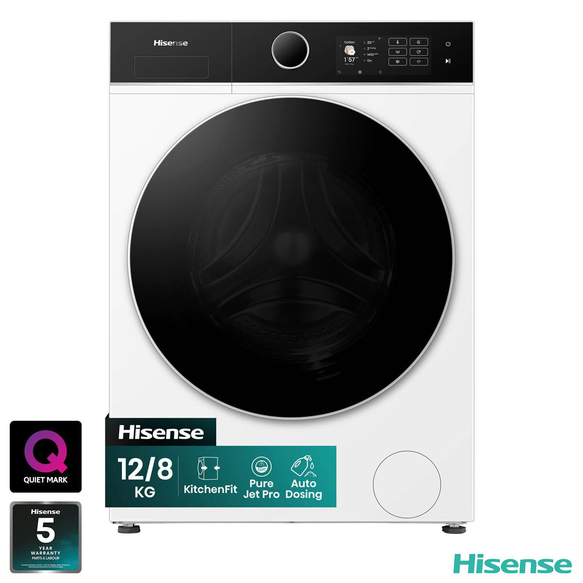 Hisense 5i Series WD5I1245BWR Washer Dryer 12kg/8kg White