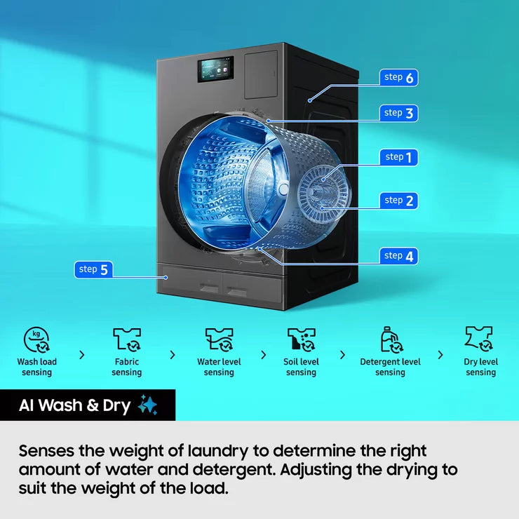 Samsung WD18DB8995BZT1 Washer Dryer 18kg/11kg 1000rpm Dark Steel — image 7