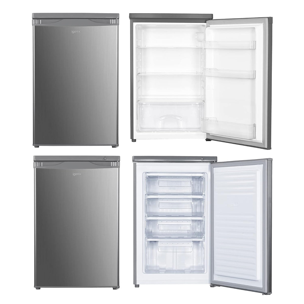 Under Counter Fridge Freezer Set 136L/91L 55cm Inox