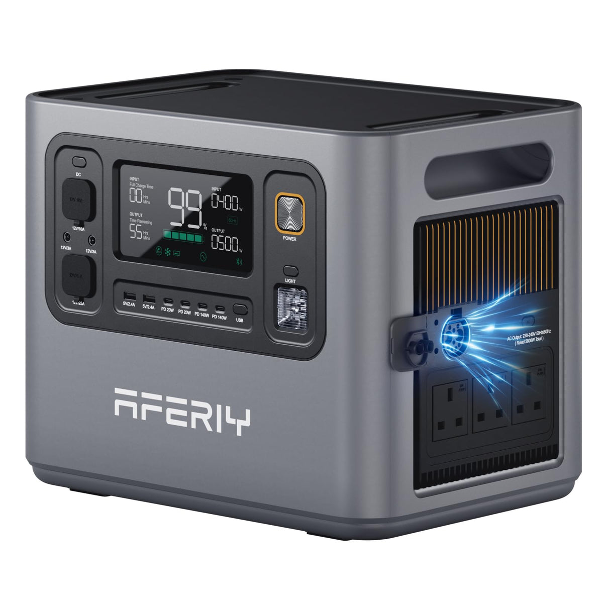 AFERIY P300 Portable Power Station 3000W, 2048Wh LFP Battery Expandable to 10.24kWh,1.5H Fast Charging