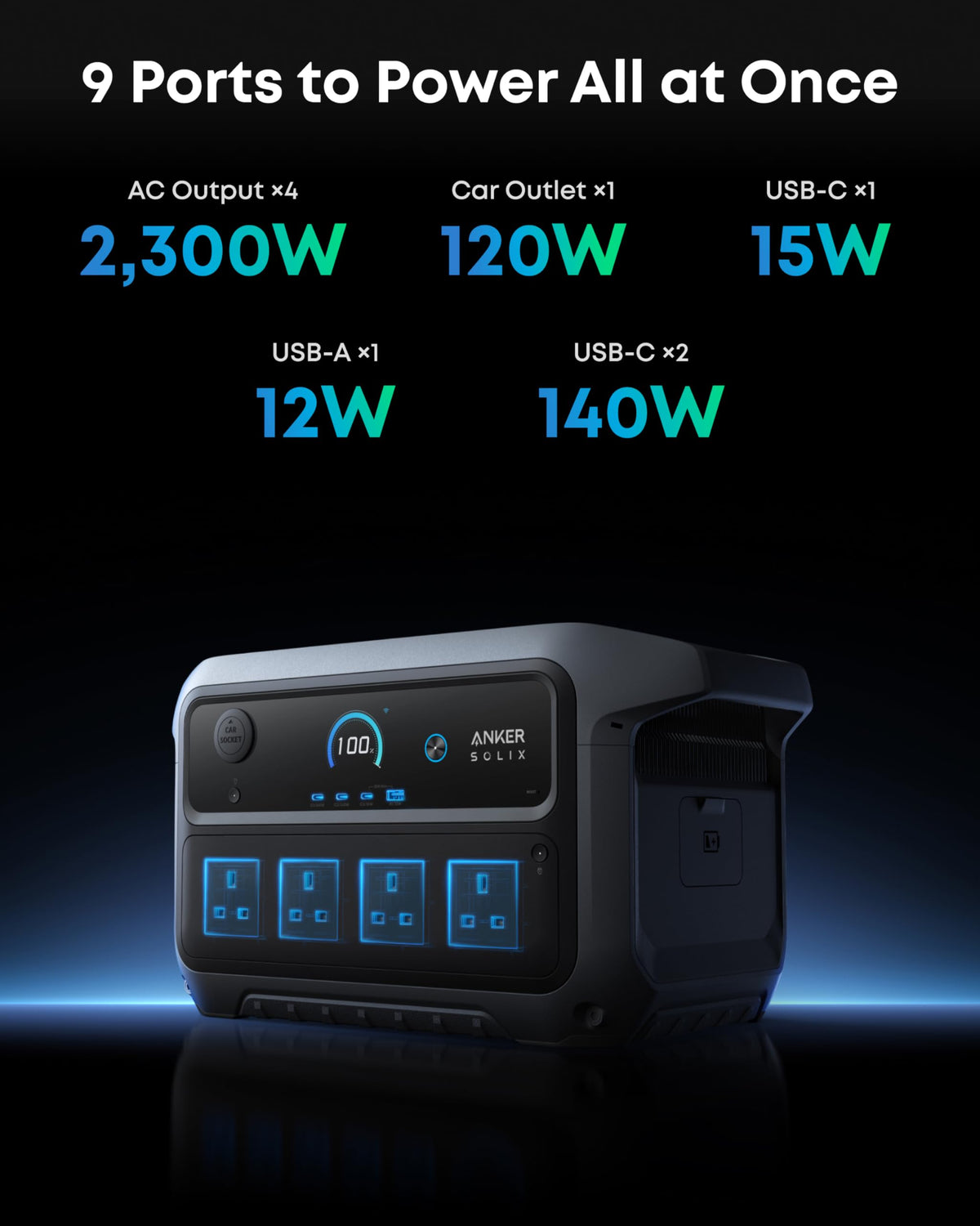 Anker SOLIX C2000 Gen 2 with AC Charging Cable, 2400W 2048Wh Power Station — image 9