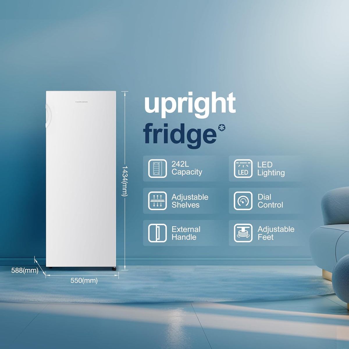 Freestanding Larder Fridge 242L 55cm White — image 3