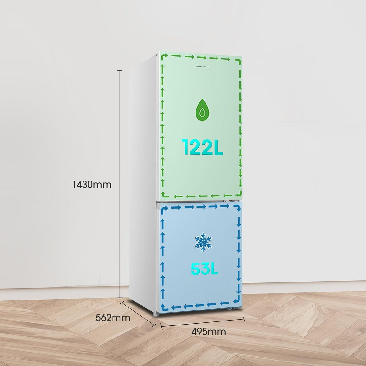 Freestanding 60/40 Split Fridge Freezer 175L White — image 3