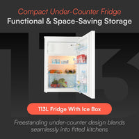 Freestanding Larder Fridge 113L 55cm With Ice Box White thumbnail 2