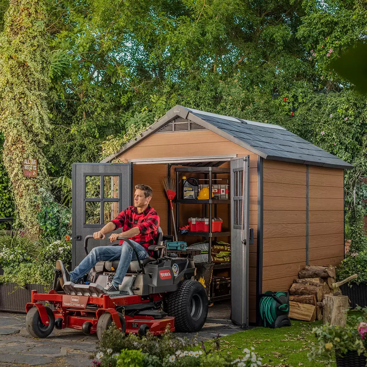 Keter Newton 7 x 9ft Double Door Outdoor Apex Plastic Garden Shed — image 3