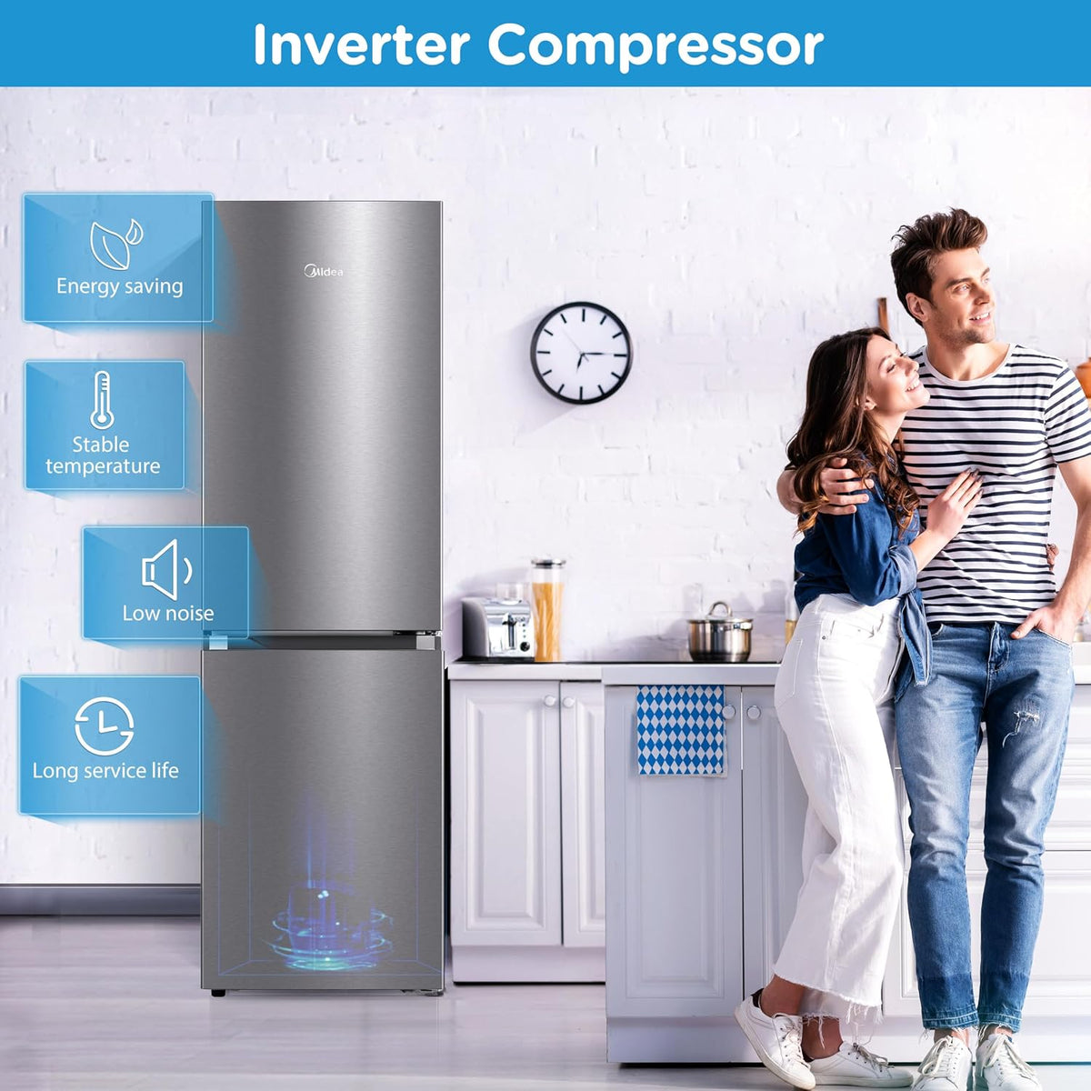 Freestanding Fridge Freezer 273L Stainless Steel — image 3
