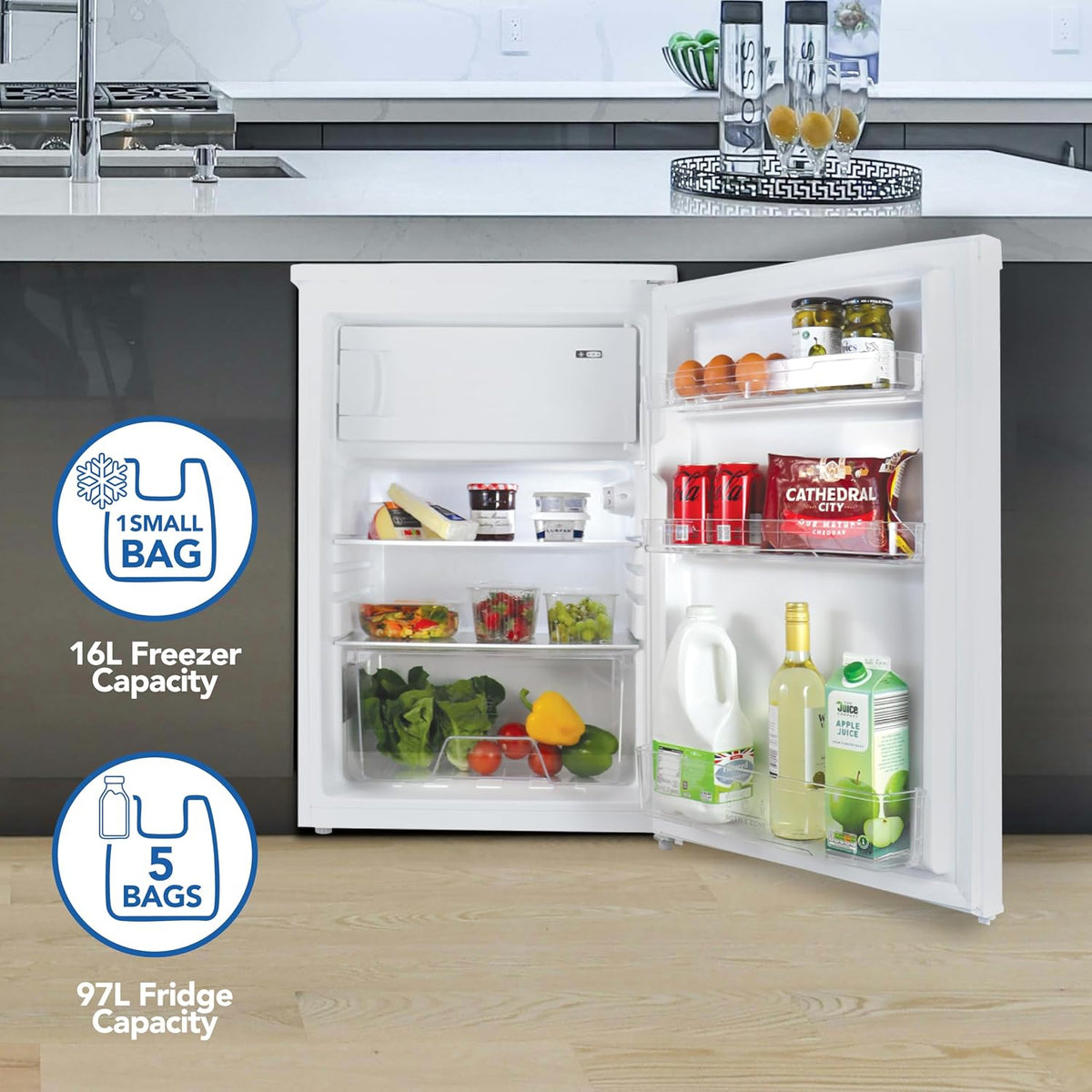 Under Counter Freestanding Fridge 97L White — image 4