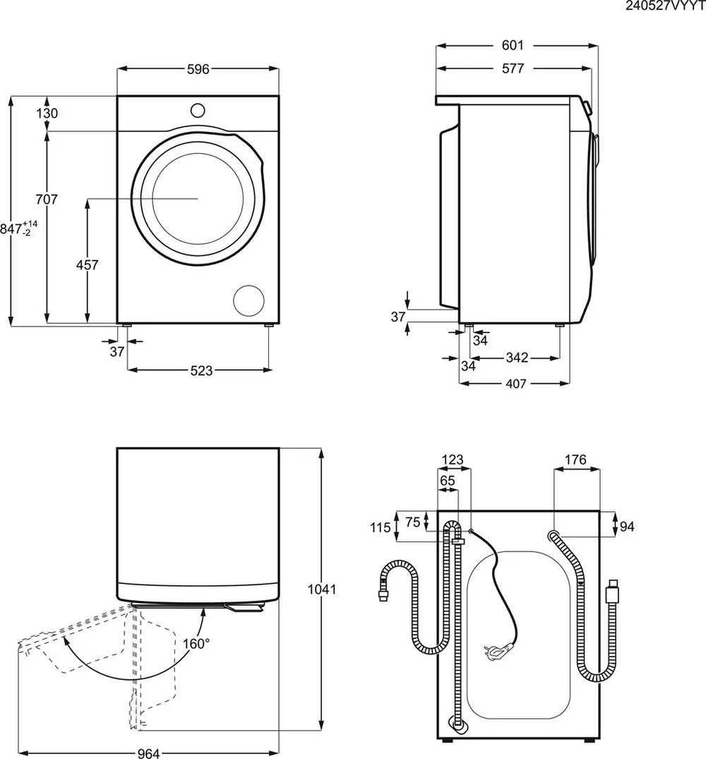 AEG LFR62844B Washing Machine 8kg 1400rpm White