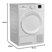 Beko DTLCE80051W Condenser Tumble Dryer 8kg White thumbnail 5