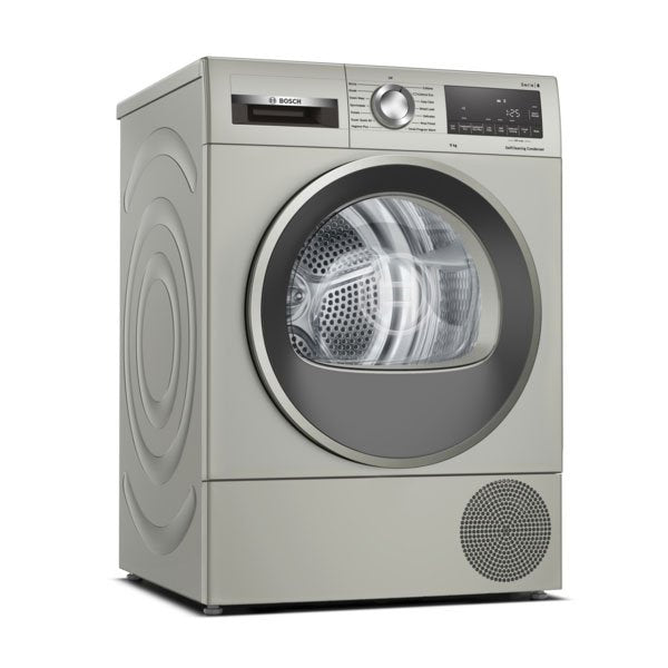 Bosch Serie 6 WQG245S9GB Heat Pump Tumble Dryer 9kg Silver Inox