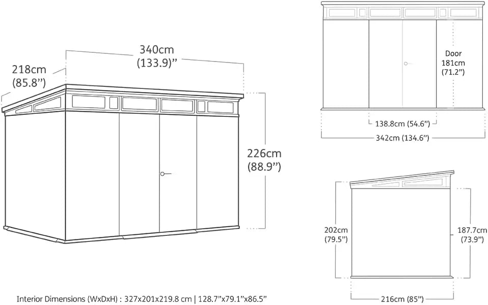 Keter 11x 7 Cortina Heavy Duty Plastic Pent Shed – Dark Grey — image 3