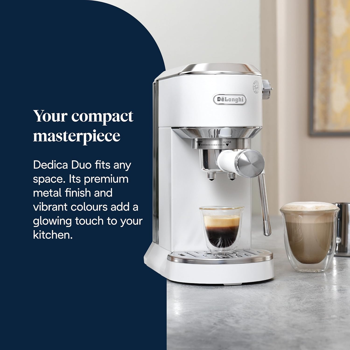 DeLonghi EC890.W Dedica Duo Manual Espresso Coffee Machine White — image 3