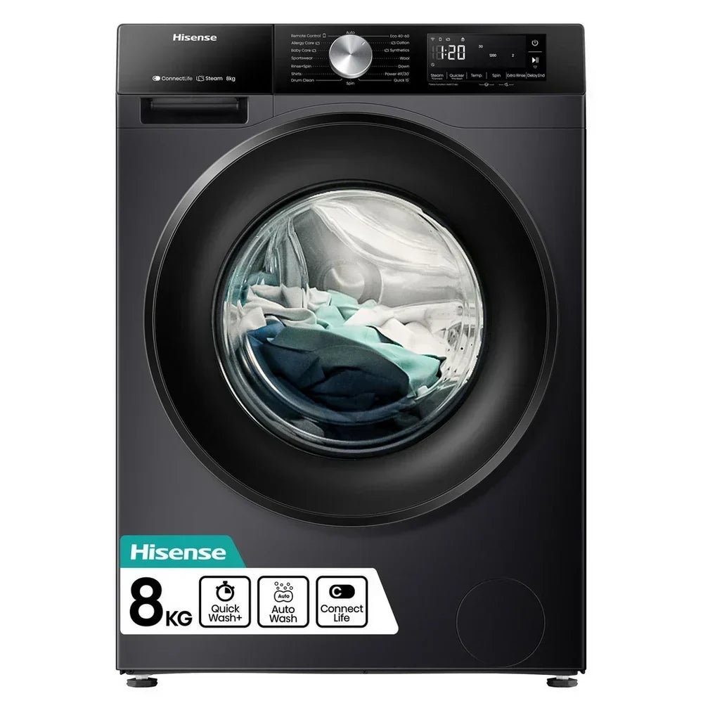 Hisense 3S Series WF3S8043BB3 Washing Machine 8kg 1400rpm Black