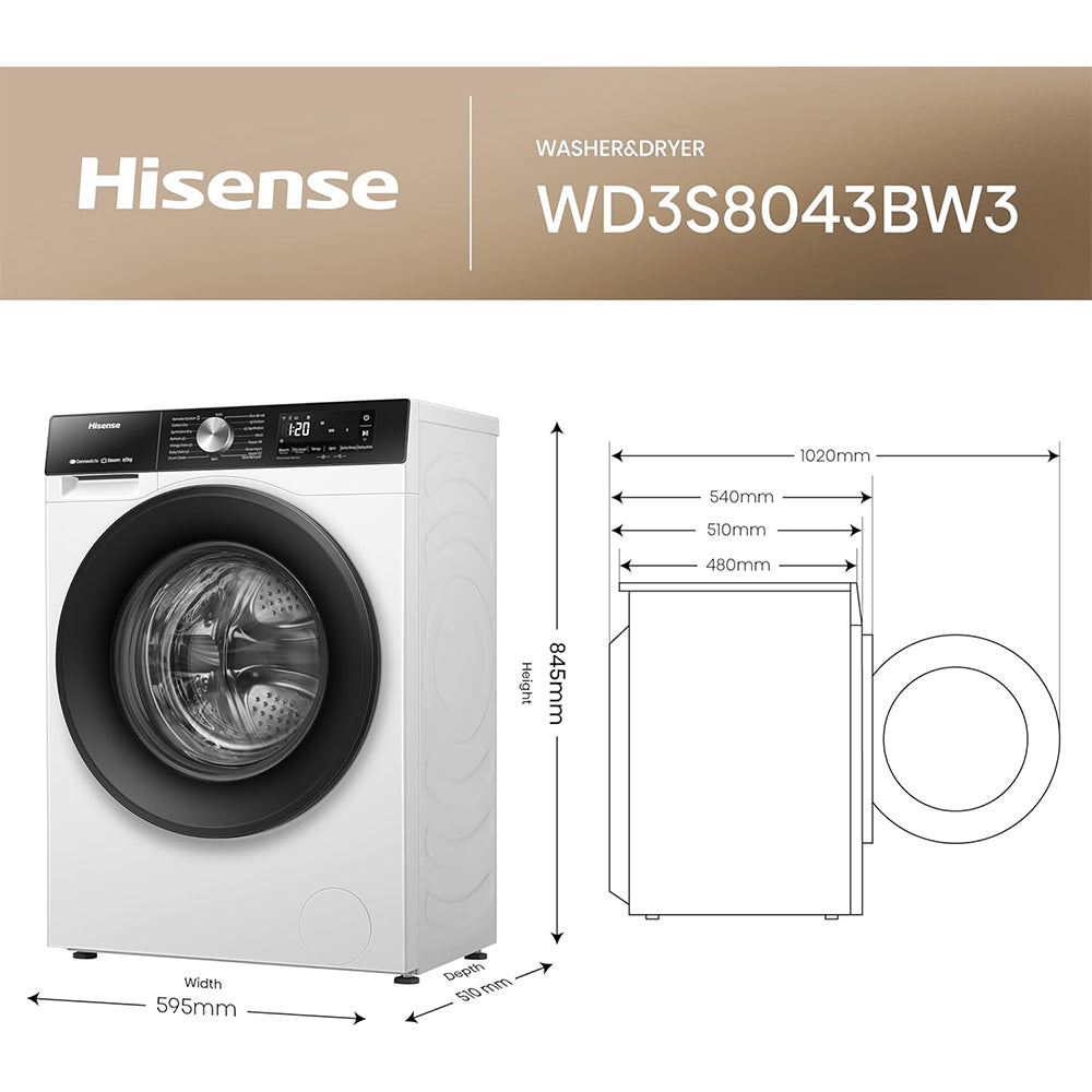 Hisense WD3S8043BW3 Washer Dryer 8kg 5kg 1400rpm White — image 12