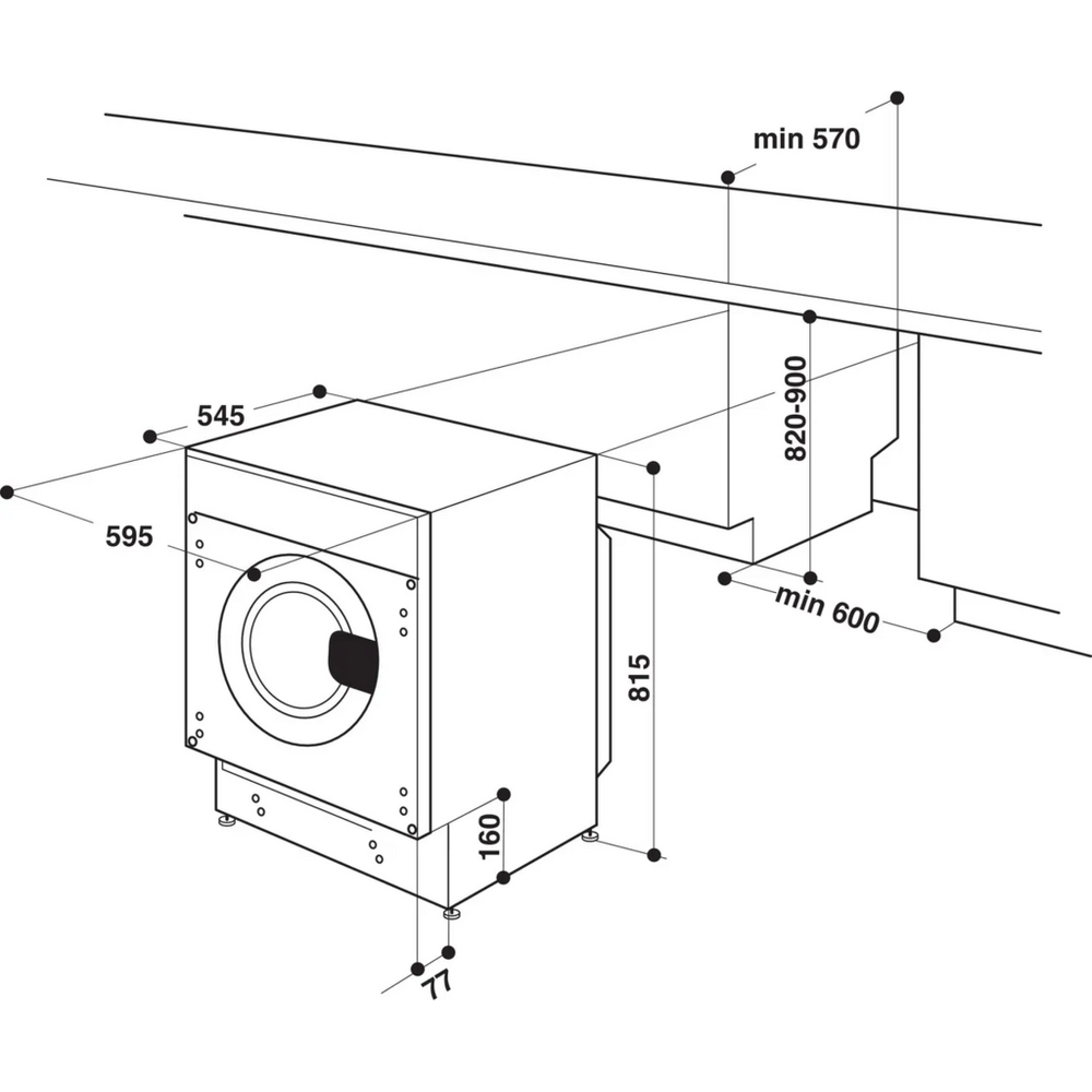 Indesit BIWDIL75148 Integrated Washer Dryer 7kg/5kg 1400rpm White — image 3