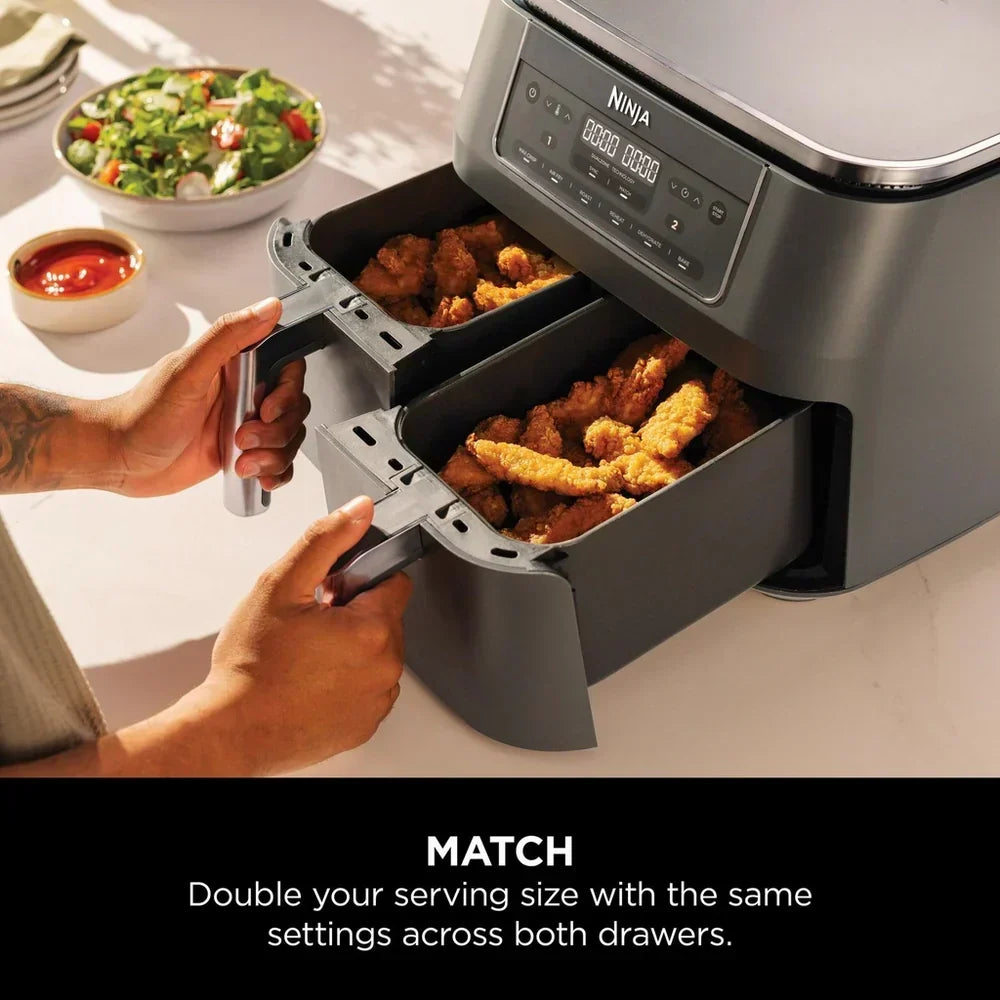 Ninja DZ300UK 6 in 1 Dual Zone Air Fryer 7.6L Gun Metal Grey