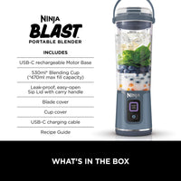 Ninja BC151UKNV Blast Cordless Portable Blender 530ml Denim Blue thumbnail 3
