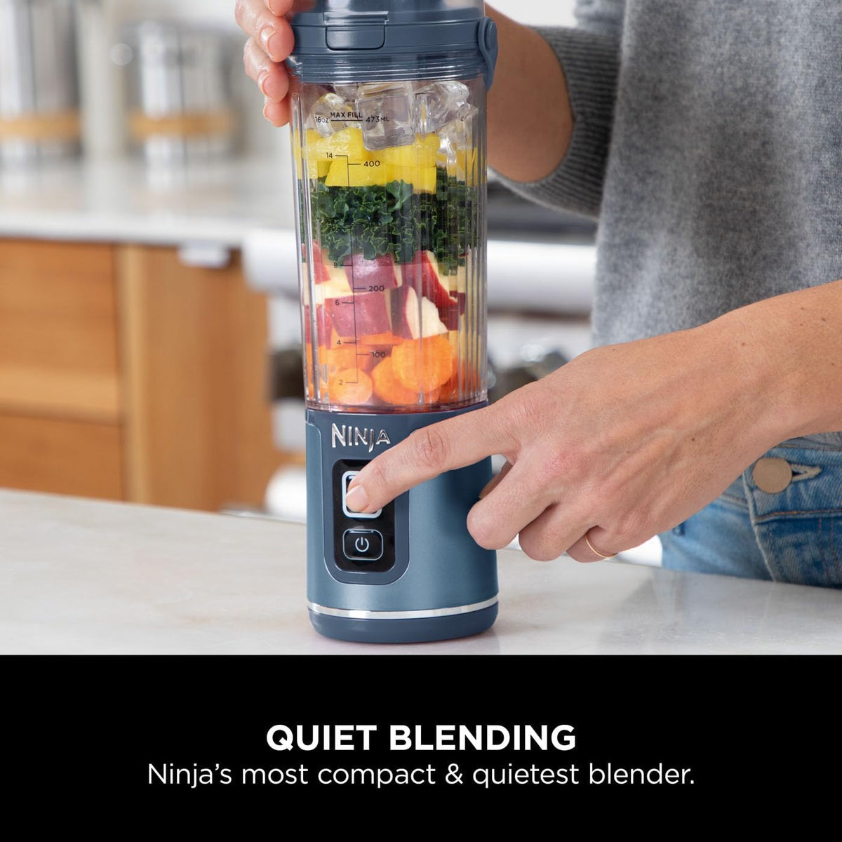 Ninja BC151UKNV Blast Cordless Portable Blender 530ml Denim Blue