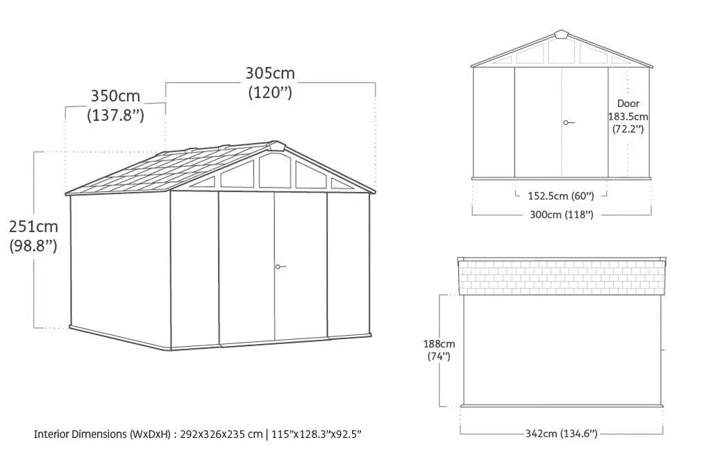 Keter Stronghold 10x11.5 Shed - Grey - View 3