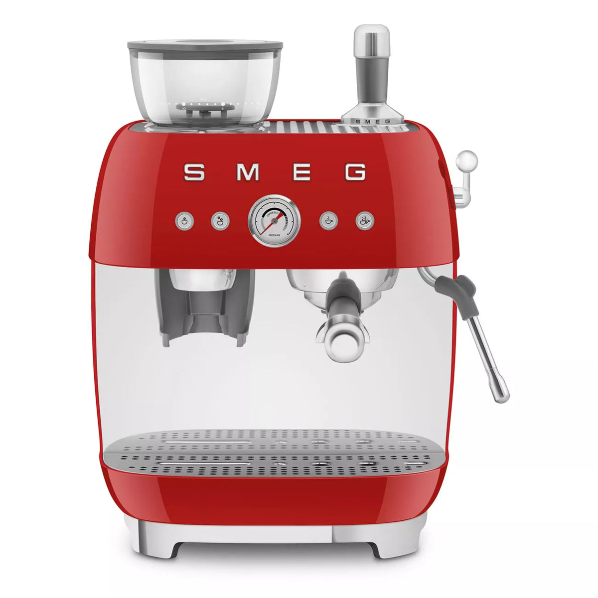 Smeg EGF03RDUK Retro Espresso Coffee Machine with Grinder Red