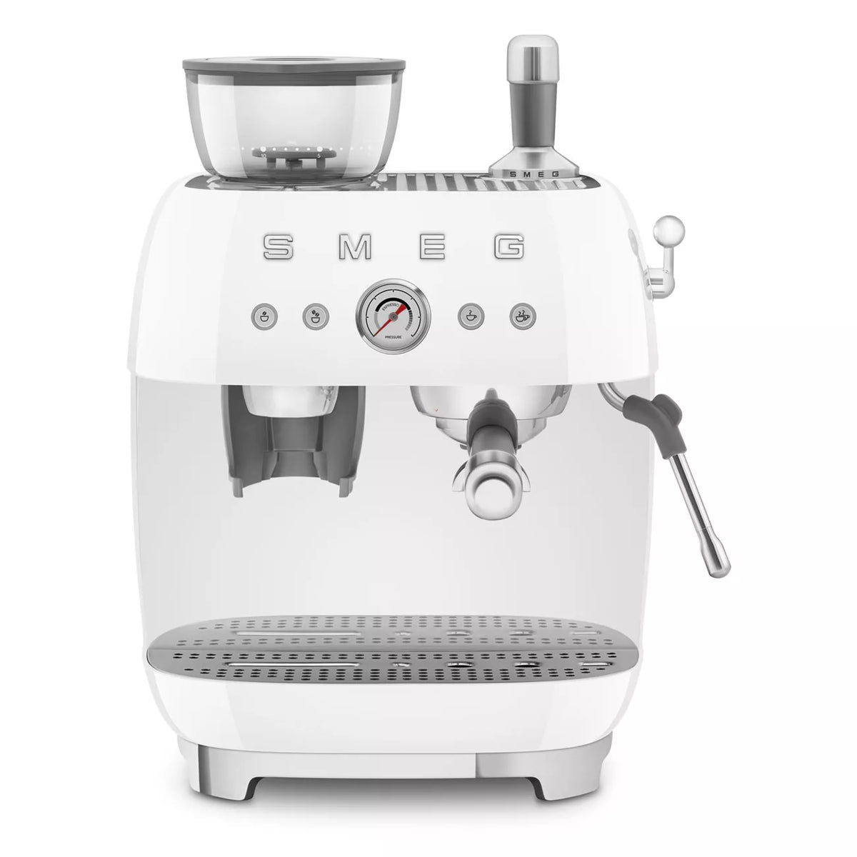 Smeg EGF03WHUK Retro Espresso Coffee Machine with Grinder White