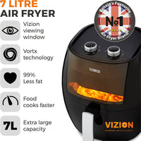 Tower Vortx Vizion T17071 Air Fryer 7L 1800W Black thumbnail 4