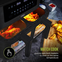 Tower Vortx Vizion T17151 Dual Basket Air Fryer 8L Black thumbnail 5