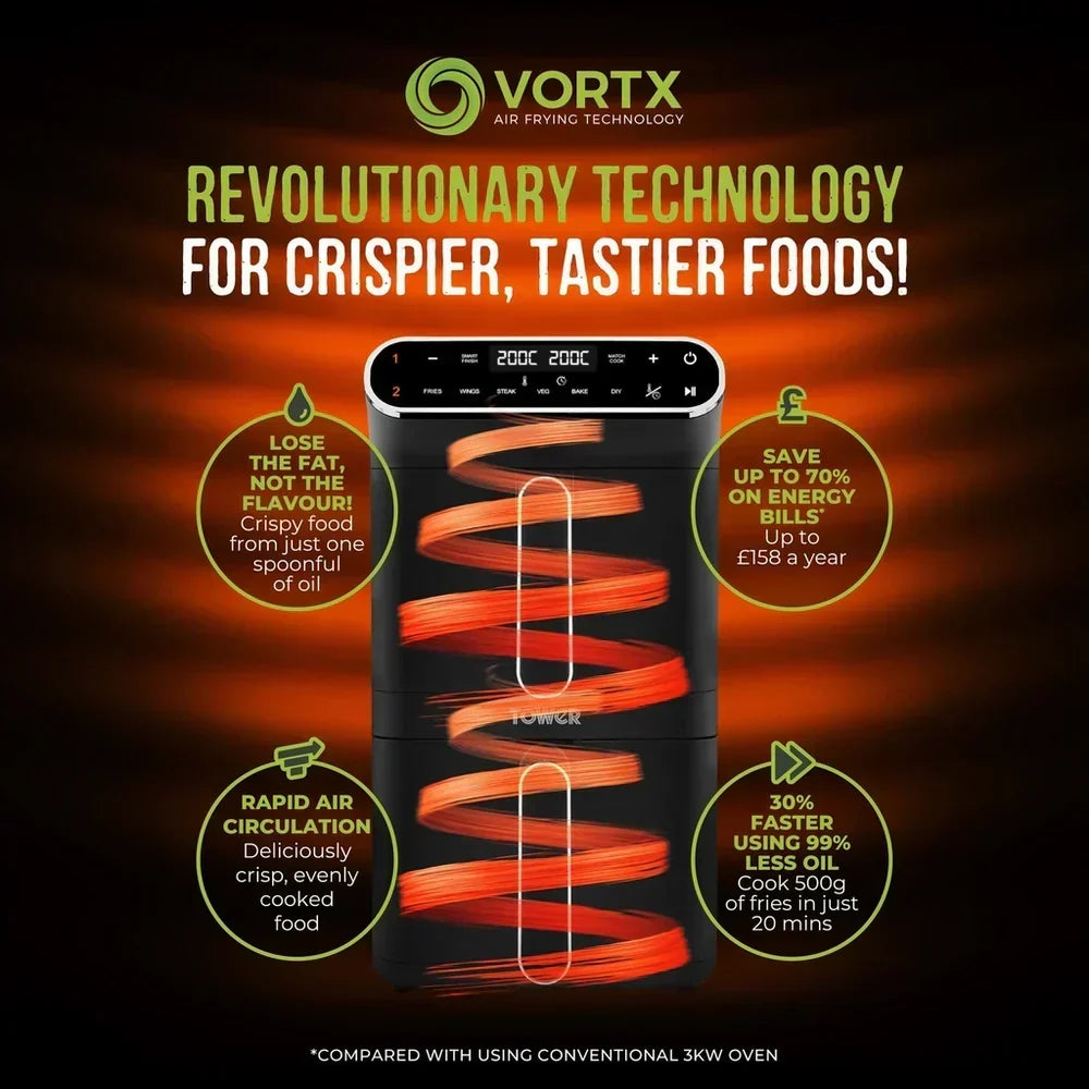 Tower T17190 Vortx Dual Layer Air Fryer 11L Black — image 5