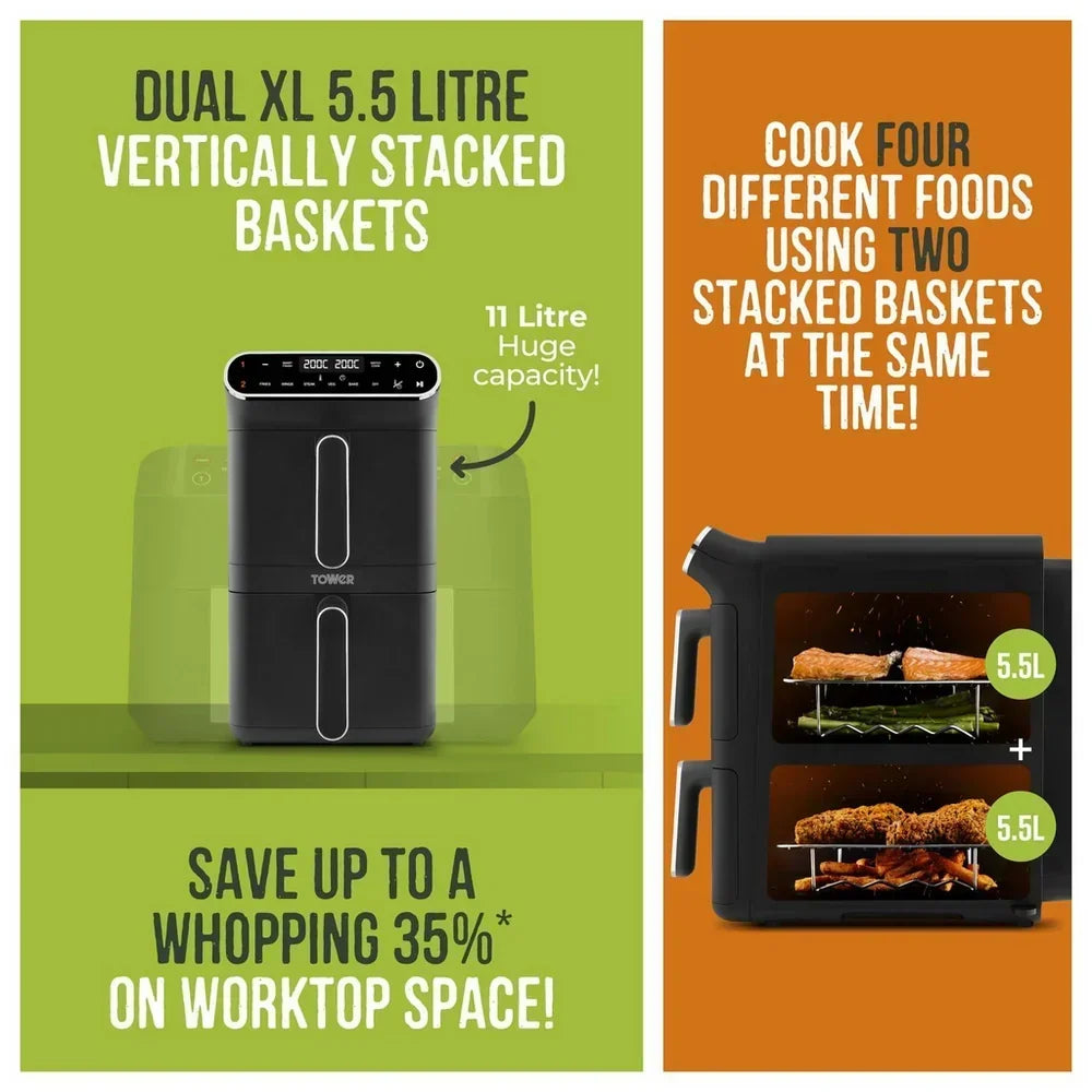 Tower T17190 Vortx Dual Layer Air Fryer 11L Black